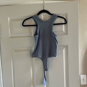 Blue Fitted Cut Out Bodysuit